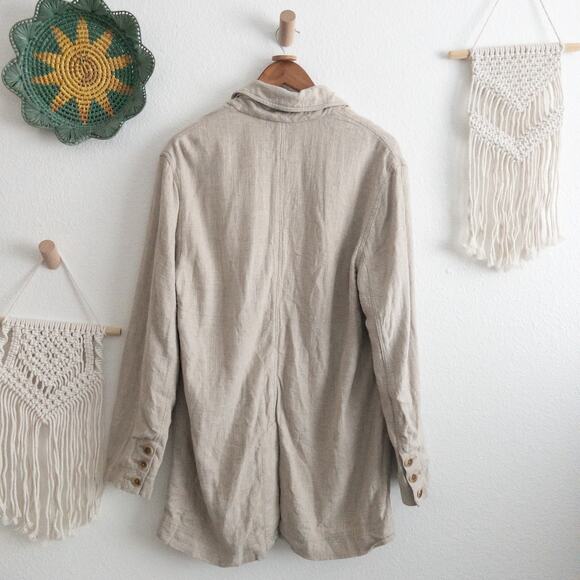 Free People We The Free Beckett Boyfriend Linen Blend Beige Blazer Size Small - Picture 3 of 9